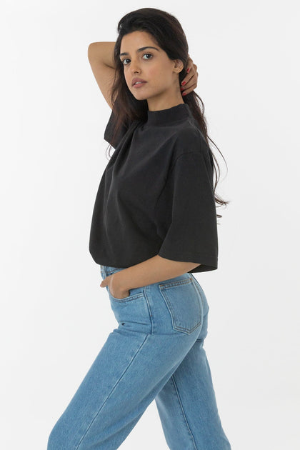 Oversized Short Sleeve High Mockneck T-Shirt