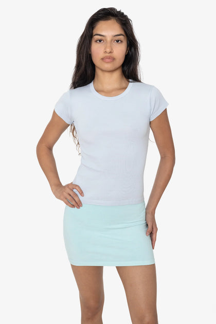 Garment-Dyed Cap Sleeve Baby Rib T-Shirt