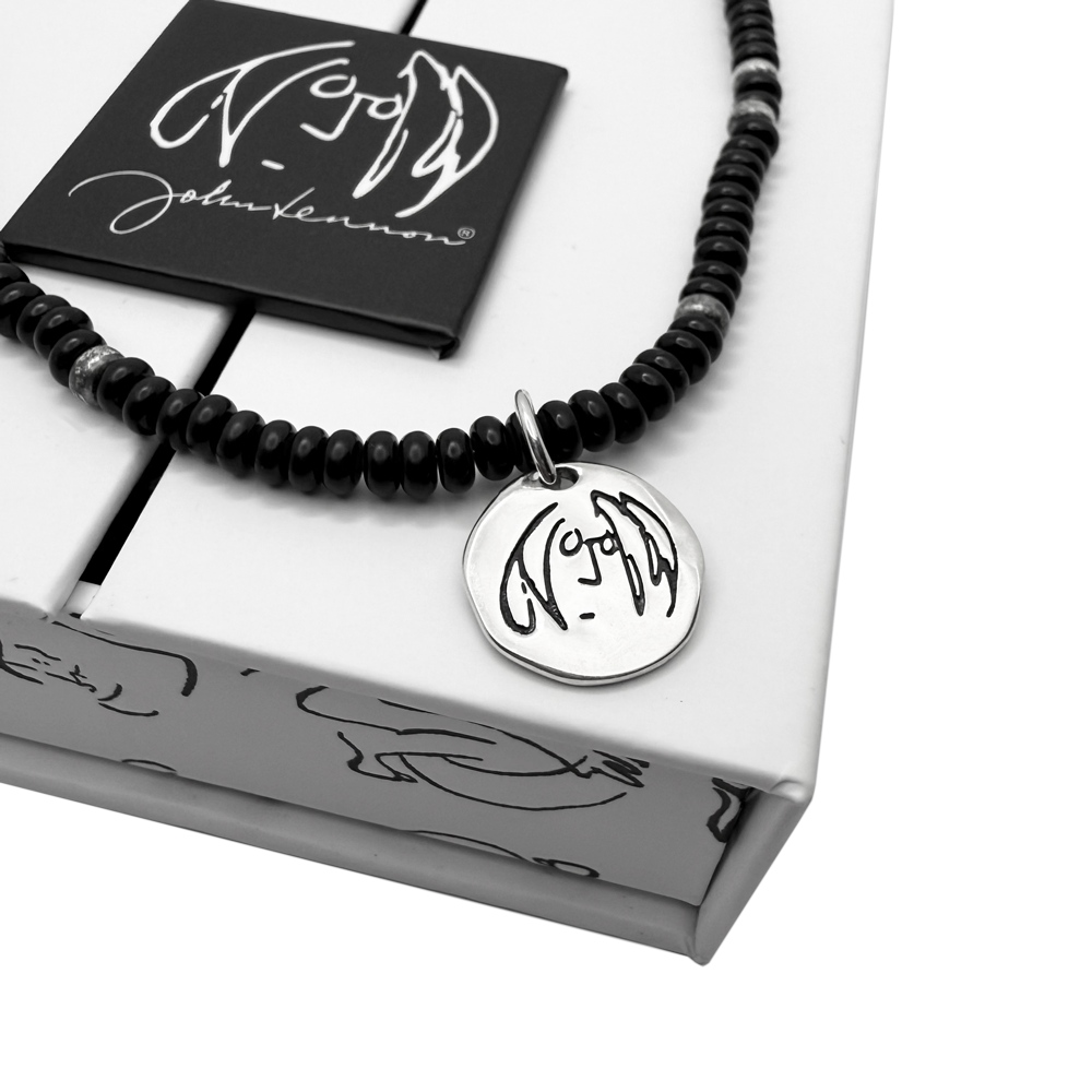 John Lennon Scribble Portrait Beaded Necklace