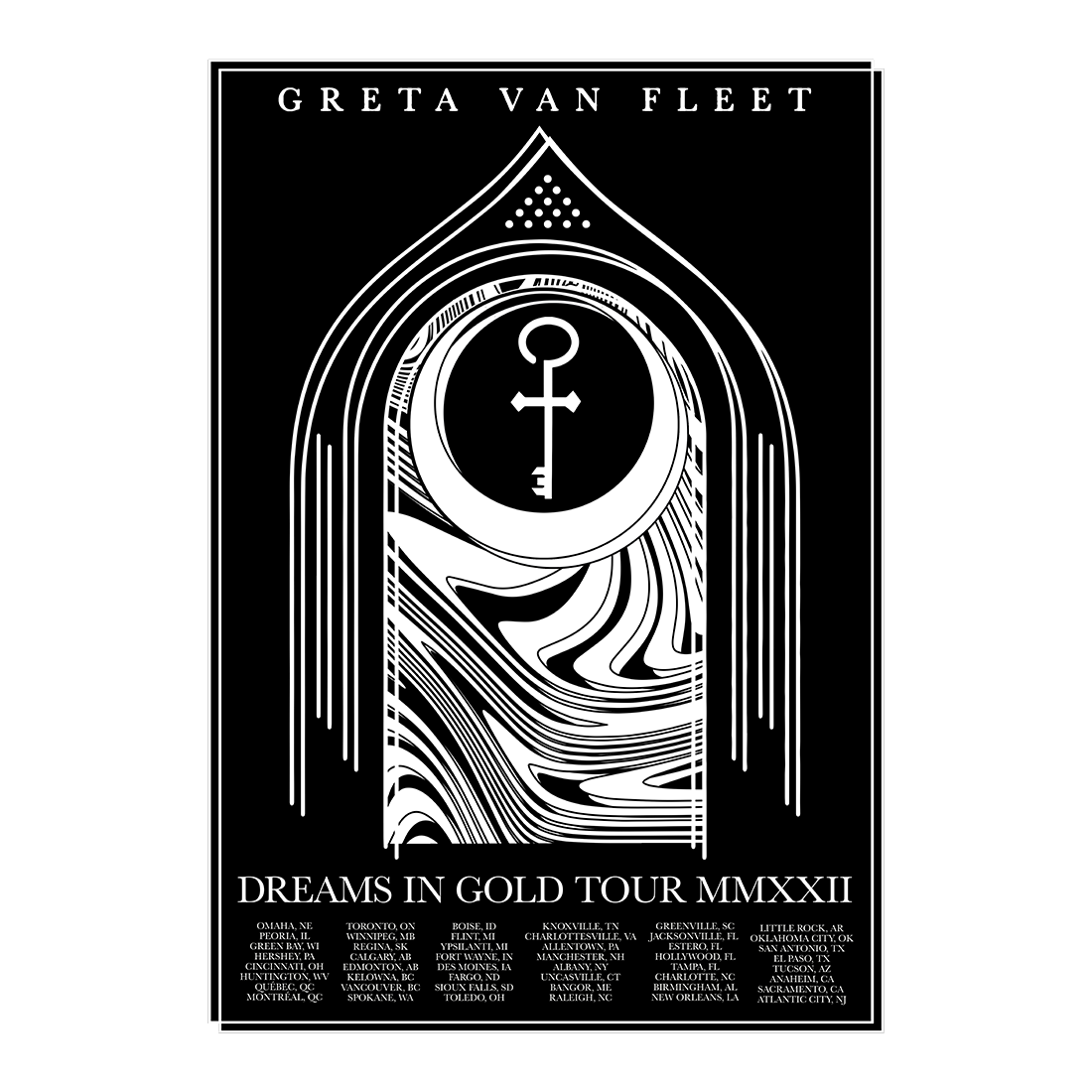 Greta Van Fleet Dreams in Gold Tour Litho