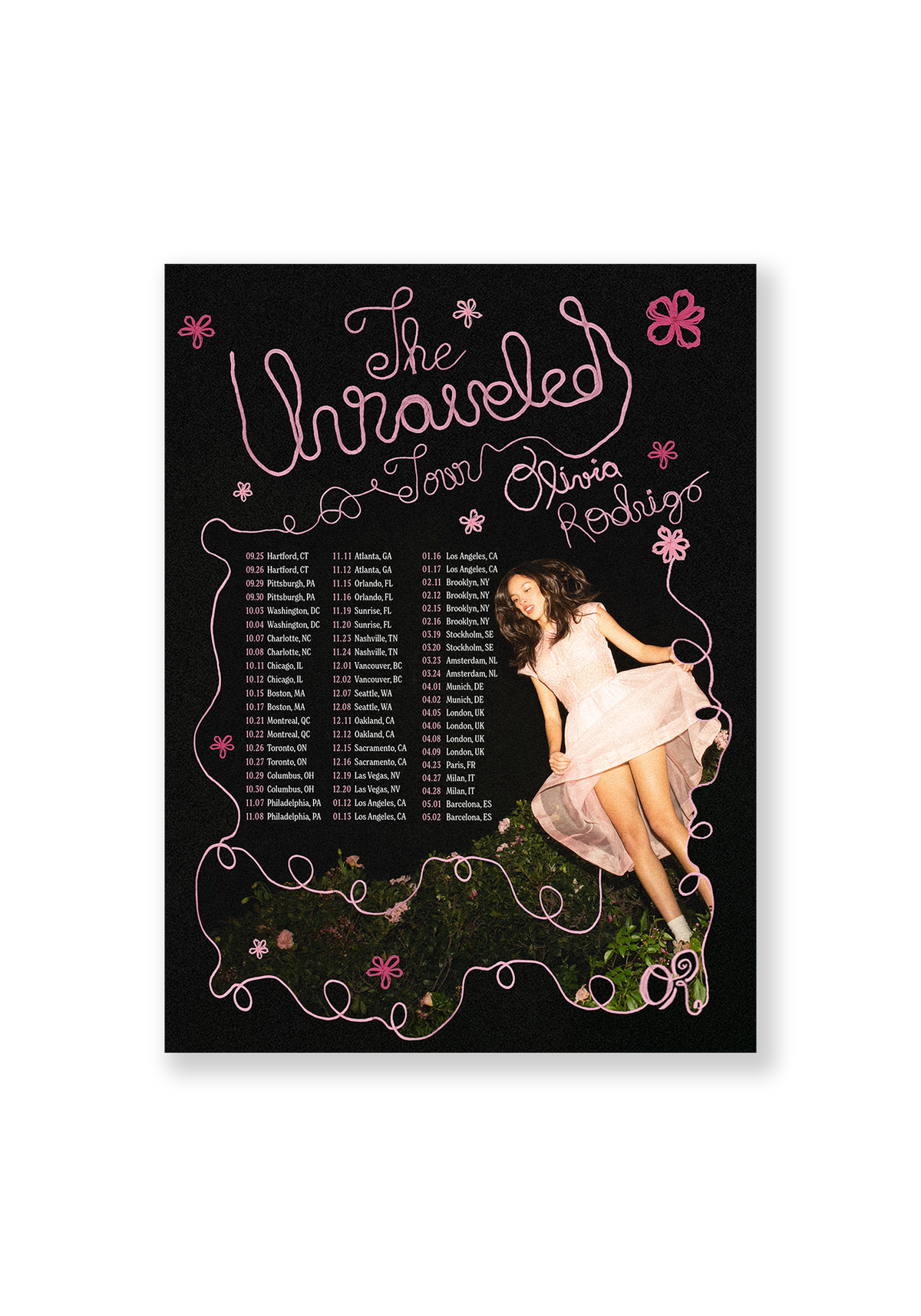 Olivia Rodrigo The Unraveled Tour Poster