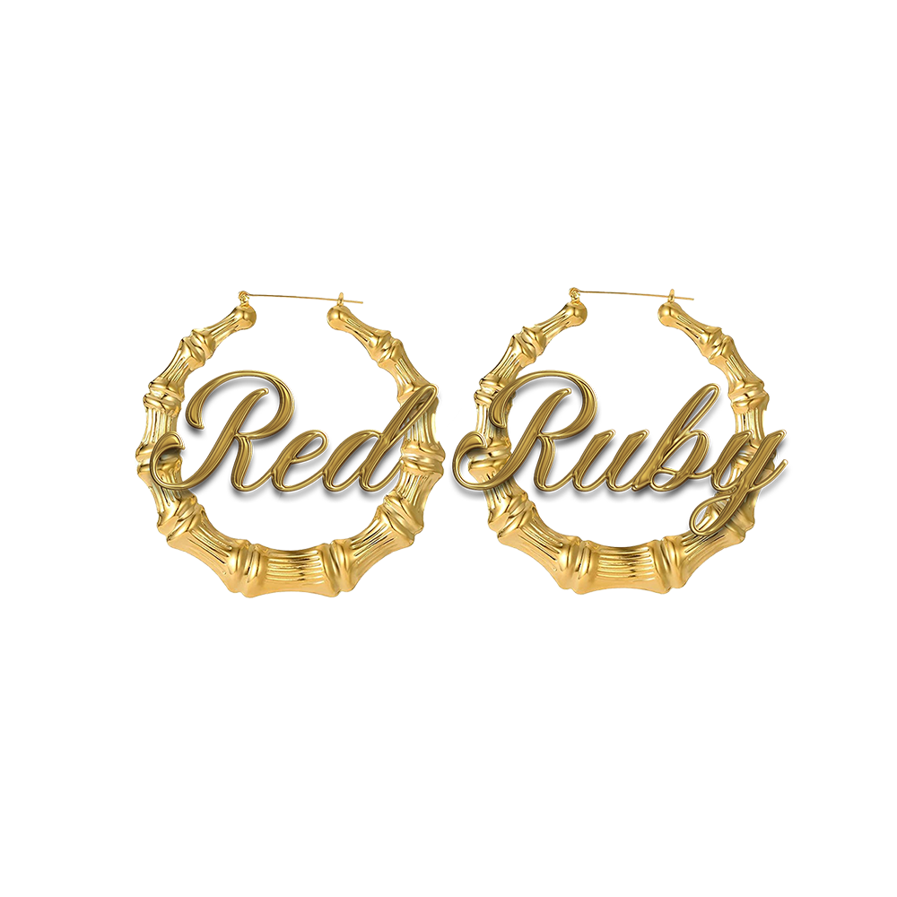 Nicki Minaj Red Ruby Gold Hoop Earrings
